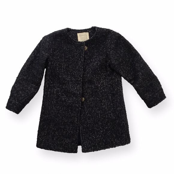 Rylee + Cru Navy No-Collar Wool/Poly Blend Coat - Picture 1 of 7